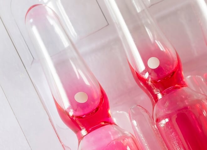 Red Vitamin B12 injectable solution ampoules