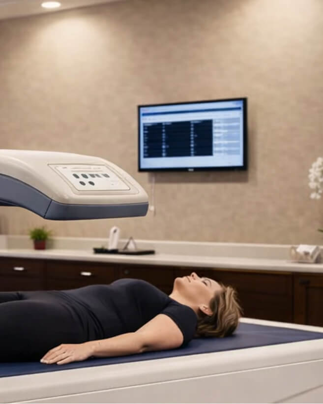 Women getting a DEXA scan