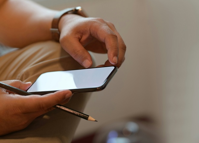 Person looking at medical data on smart phone