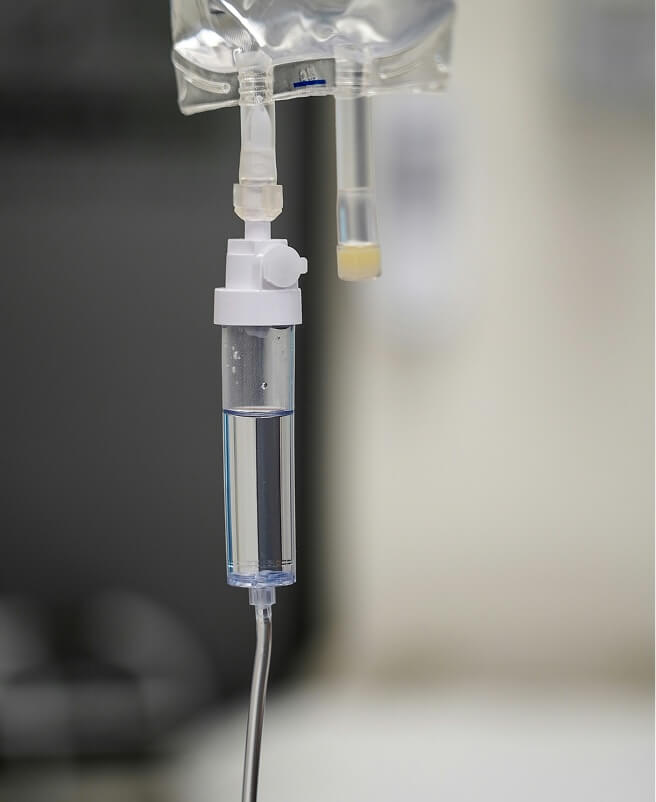 Close-up of IV bag