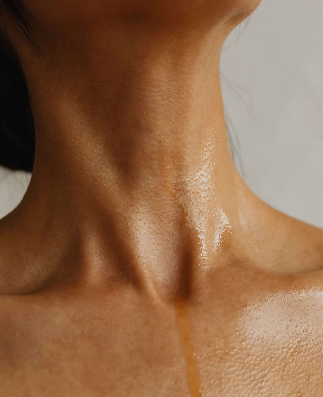 Closeup of person's neck