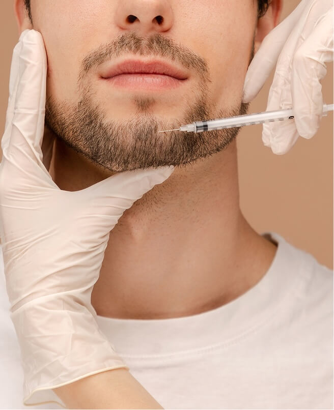 Man getting injections in his chin