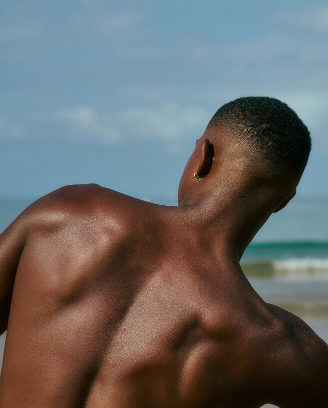 Close-up of man's back