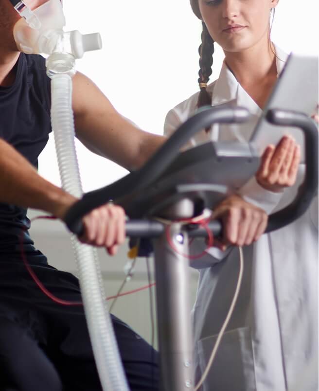A person engaging in a fitness test