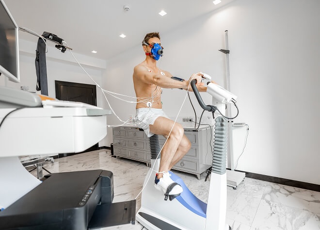 A man undergoing a physical stress test